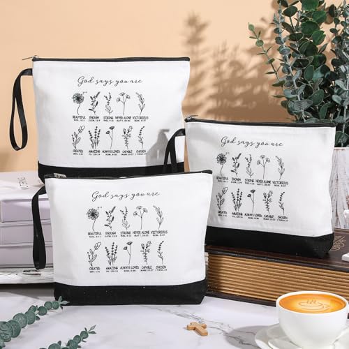 Kacctyen Christian Gifts Bulk for Women International Womens Day Gifts Bulk, God Says You Are Makeup Bags, Bible Verse Cosmetic Bags with Zipper, Inspirational for Women, Church Retreat(20 Pcs)