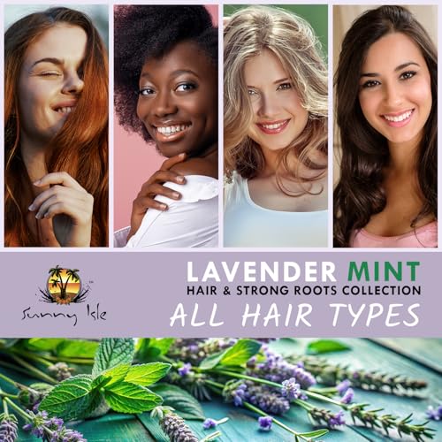 Sunny Isle Lavender Mint Hair and Strong Roots Leave-In Detangler Conditioning Treatment 8oz | Biotin and Jamaican Black Castor Oil | Paraben and Sulfate Free | Double Growth Formula