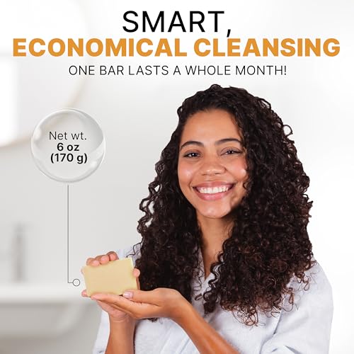 Grandma's Pure Lye Soap Bar by CLASSYONE ? Unscented Face & Body Wash Soap for Dry & Itchy Skin, Bundled with Wonder Wafers Baby Powder Air Freshener - 6.0 oz, Pack of 6