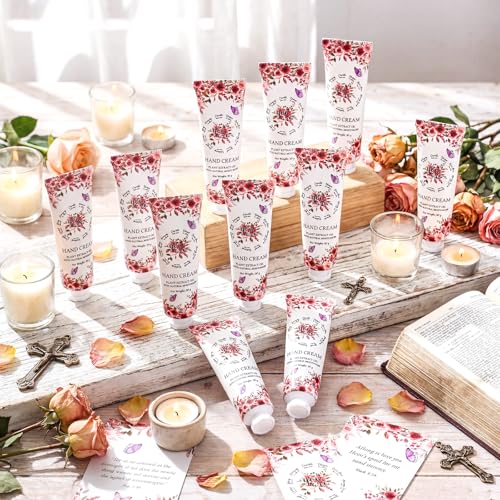Leelosp 36 Pcs Teacher Valentine Gift Hand Cream Bulk for Women Bible Travel Size Hand Lotion Bulk Inspirational Religious Gifts Religious Bible Verse Gift for Team Employee Coworker Wedding Homeless