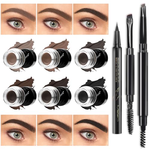 Eyebrow Pomade Pencil Liner Kit for Eyebrows Makeup with Waterproof Eyebrow Pencil, Eyeliner,Dual-ended Eyebrow Brush and Waterproof Smudge-proof Eyebrow Pomade 7g-Soft Brown