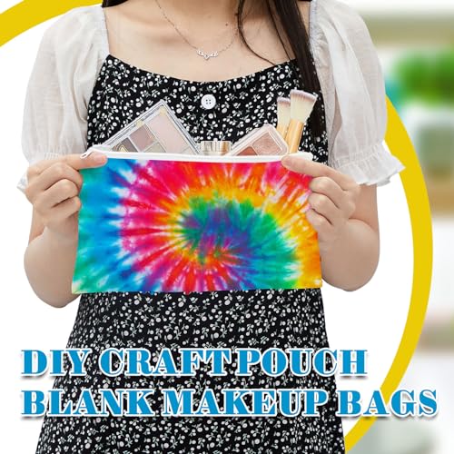 Silkfly 30 Pcs White Cotton Makeup Bags for Tie Dying Kit Items Things to Tie Dye Blank Cotton Cosmetic Bags Multi Purpose for Large Groups Party DIY Project(10.2 x 5.5 Inch)