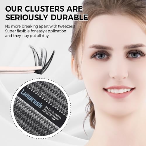 PARK SUNG HEE MIRACLE LASH DIY False Eyelashes, Lash Clusters, Lengthening Wisps 9mm-16mm Contact Lens Friendly, Easy to Apply, Reusable Strip Lashes (E1-220, 11mm), Black
