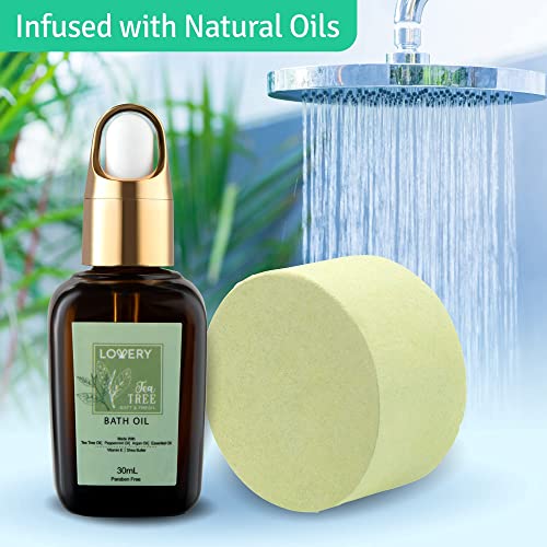 Tea Tree Bath Set - Luxury Home Spa Set with Calming Mint Fragrance ? 15 pc Relaxation Gift Basket with Tea Tree Bath Oil,Shower Gel, Bubble Bath, Handmade Soap, Steamer Tablet, Potpourri & More