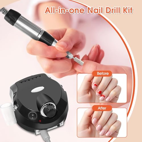 Electric Nail File, Nail Drill Machine, Adjustable Speed Electric Nail Drill Machine Kit with Foot Pedal, Manicure Pedicure Set for Salon Home Use