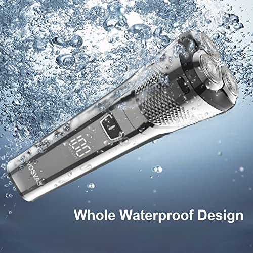 Electric Razor for Men with an Extra Head,Waterproof Electric Shaver, Rechargeable Cordless Shavers,USB-C Fast Charging,LED Display,Wet/Dry