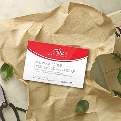 Alra - All Vegetable Unscented Mild Soap - Cleanses Skin During and Post Cancer Chemotherapy and Radiation Treatment - Soothing for Eczema, Psoriasis, Dermatitis - Natural & Fragrance Free (Red1)