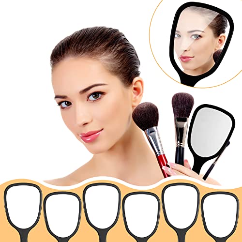 Namalu 60 Pcs 7.08 x 3.14 Inch Hand Handheld Mirror with Handle Plastic Compact Travel Makeup Cosmetic Mirror Small Personal Portable Hand Held Mirror for Home Vanity Camping (Black)