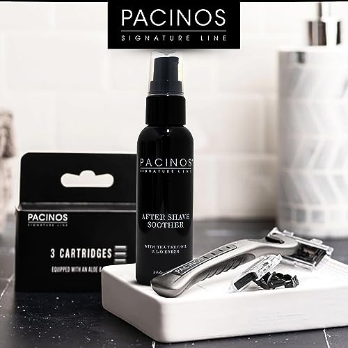 Pacinos After Shave Soother for Men - Moisturizes the Skin and Helps to Prevent Razor Bumps and Ingrown Hairs - With Soothing Lavender and Tea Tree Oil - Helps to Calm Irritating Razor Burn - 2 oz