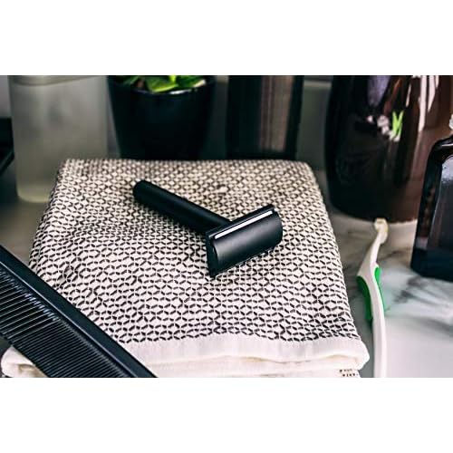 Aluminum Double Edge Safety Razor - Deep Black | Premium Razors for Men | Three Piece Double Edge Razor | Modern Design, Classic Shave