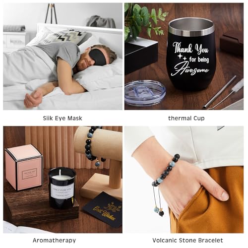 Nuogo 15 Pcs Birthday Gifts for Men Beard Care Set for Him Father's Day Gifts Basket Ideas Kit for Men Tumbler Bath Robe for Dad Husband Boyfriend Box(Black)