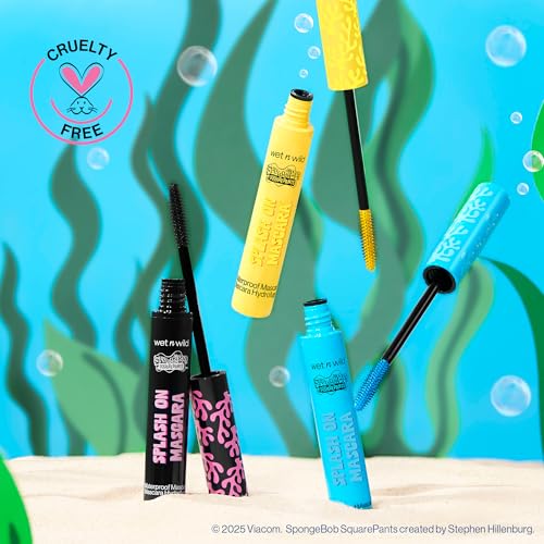 wet n wild SpongeBob Splash On Waterproof Mascara, Bold Black Mascara for Volume, Definition & Long-Lasting Wear, Cruelty Free - Dive Deep