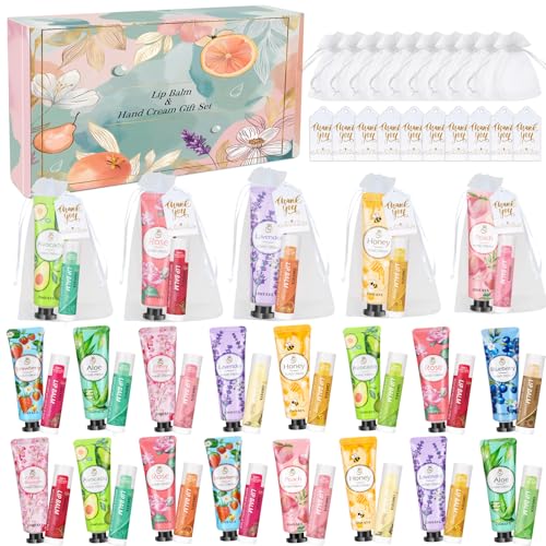 120 Pack Bulk Gifts For Women,Christmas Stocking Stuffers Gifts Set for Coworker,Mini Hand Cream Bulk, Lip Balm Set,Travel Size Hand Lotion,Thank You Gifts for Coworkers