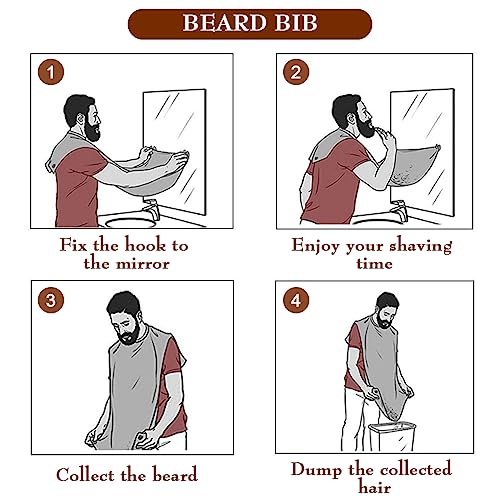 Beard Bib Beard Apron, Beard Gather£¬Shaving and Trimming, Non-Stick Grooming Cloth with 2 Suction Cups, Best Gifts for Men