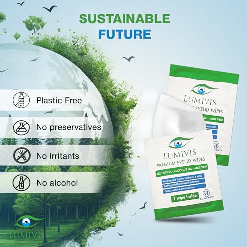 Tea Tree Oil Eyelid Wipes ? 36 Individually Wrapped Pads for Daily Eye Cleansing, Makeup Removal & Eyelid Hygiene ? Gentle, Soothing, Natural Formula