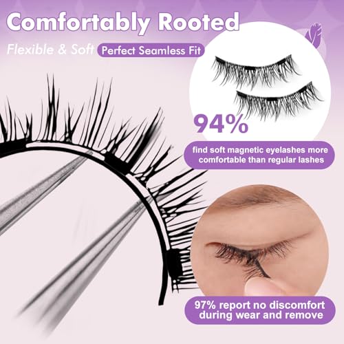 Hunnyfit Magnetic Lashes,Magnetic Eyelashes with Applicator,Magnetic Eyelashes Natural Look,Reusable Magnet Lashes No Glue Needed Soft Lashes Kit(Natural+Simple+Fuller)