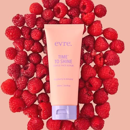 Evre Time To Shine Raspberry & Almond Teen Face Scrub, Gently Exfoliates & Smooths, Natural, Cruelty-Free & Palm-Free, Great for Sensitive Skin, 3.4 Fl Oz