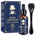 Jurgen K Beard Growth Kit, Upgraded Beard Growth Oil (2Oz) w/Biotin & Castor Oil, Beard Massager for Patchy/Spot Beard, Beard Kit for Men's Daily Grooming, Birthday Gifts for Him Boyfriend Husband