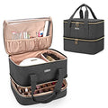 BAFASO Nail Polish Organizer Holds 40 Bottles (15ml - 0.5 fl.oz) and a Nail Lamp, Nail Polish Carrying Case with Manicure Tools Storage Sections (Bag Only), Black