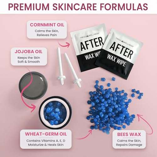 Tress Wellness Stripless Wax Kit for Face, Eyebrow & Lip for Women & Men ? Quick & Easy Mini Wax Warmer for Eyebrow, Chin & Face Hair Removal Waxing Kit - USB, Mess-Free, Compact & Travel-Ready