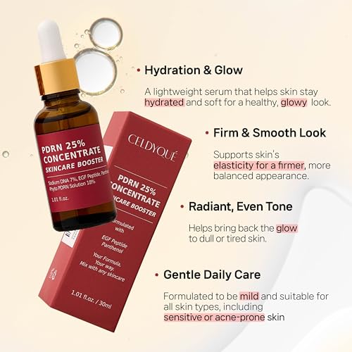 Salmon DNA PDRN 250,000 ppm Concentrate Skincare Booster - Microneedling Serum w/EGF Peptide & PDRN 25% Growth Factor - Anti-Aging Face Serum with Panthenol 1 Fl Oz Korean Skincare