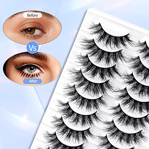 Soft Mink False Eyelashes - Fluffy, Natural-Looking Eye Lashes with Full Bouncy Volume & Curl - Synthetic, Reusable Beauty Accessory (ZH067)