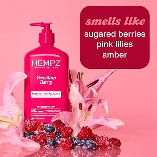Hempz Brazilian Berry Beauty Actives Lotion with Peptides and Amino Acids, Hydrating and Firming Moisturizer for Body, Hands and Feet 17 oz.