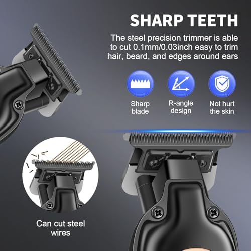 Professional Cordless Hair Trimmer for Men, T-Blade Zero Gapped Hair Clipper, Mens Beard Trimmer, Edgers, Fade Barber Clipper, Black