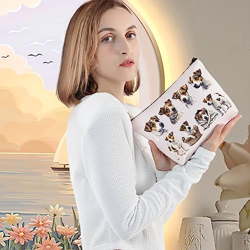 LEVLO Jack Russell Cosmetic Makeup Bag Jack Russell Lover GiftJack Russell Mom Travel Pouch Bag Jack Russell Merch (Jack Russell)