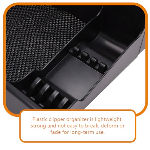FRCOLOR Clipper Organizer for Barber with Multi-Compartment Push-Cut Storage Box and Clipper Guard Holder Salon Station Haircut Tools Keeper 15X12X4 Inches