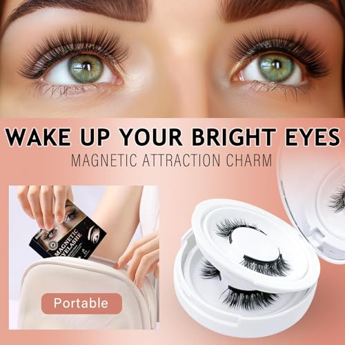 Magnetic Eyelashes, Effectively Natural Look False Lashes without Eyeliner, Light Weight & Waterproof Magnetic Eyelashes No Glue-Black