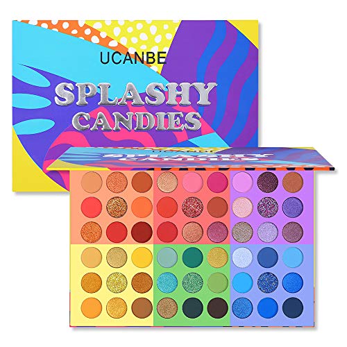 UCANBE 54 Colors Splashy Candies Eyeshadow Palette, Highly Pigmented Matte Shimmer Soft Creamy Glitter Rainbow Bright Powder Eye Shadow Blendable Waterproof Long Lasting Makeup Pallet¡¦