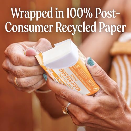 Dr. Bronner's Pure Castile Bar Soap - Made with Organic Oils, For Face, Body and Hair, Gentle and Moisturizing, Biodegradable, Vegan, Cruelty-free, Non-GMO, Multi, Citrus Orange, 5 Oz