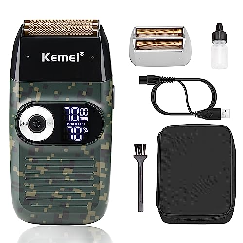 Kemei Foil Professional Electric Shaver for Men Razor with Bald Trimmer Cordless Shavers Rechargeble LED Display 2 in 1