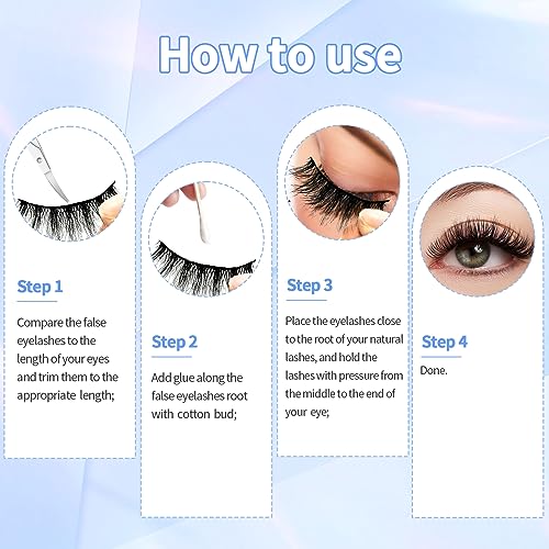 Soft Mink False Eyelashes - Fluffy, Natural-Looking Eye Lashes with Full Bouncy Volume & Curl - Synthetic, Reusable Beauty Accessory (ZH067)