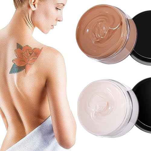 Tattoo Cover Up Makeup Waterproof - 2 Colors Adjustable Tattoo Concealer for Tattoos, Scars, Spots & Vitiligo - Sweatproof Cover Up Concealer for All Skin Tones