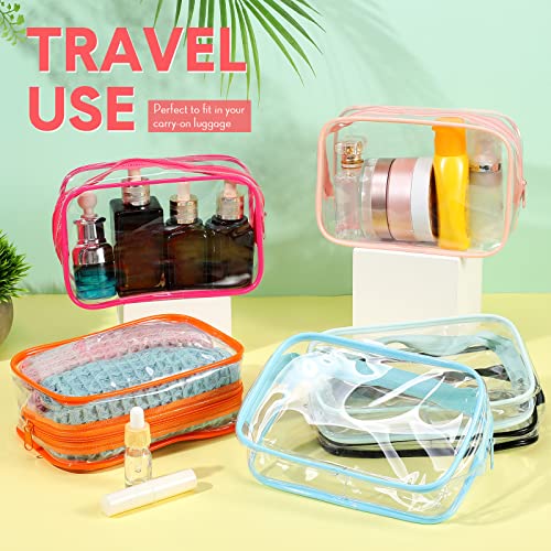 Reginary 16 Pack Clear Cosmetic Bag, Transparent Toiletry Bag Travel Pouch with Zipper Waterproof PVC Plastic Organizer Case for Women Men Traveling Vacation Organization Business Trip Home, 8 Colors