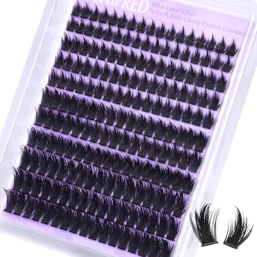 Winifred Lash Clusters Fairy Cluster Eyelash Extensions Dramatic Lash Clusters with spikes Voluminous Eyelashes Thick Eyelash Cluster D Curve 12-20mm 187pcs Individual Lashes DIY Lashes