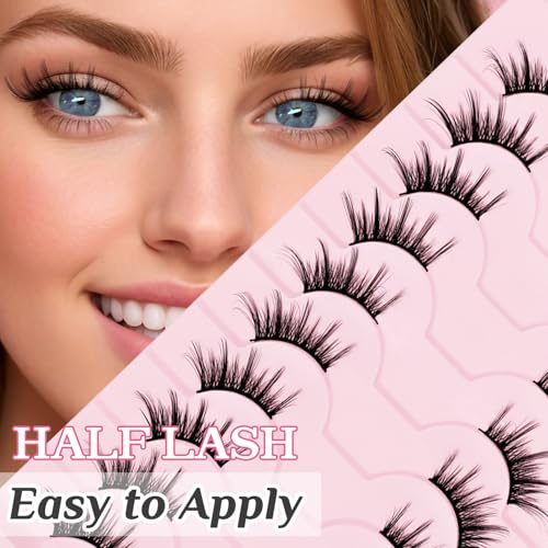 Half Lashes Natural Look Cat Eye Wispy Manga Lashes 10 Pairs Half False Eyelashes