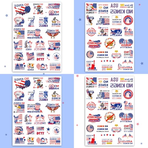 92+ Styles No King Temporary Tattoos,4 Sheets No Kings In America Funny Not My President Against Fake Tattoos Sticker
