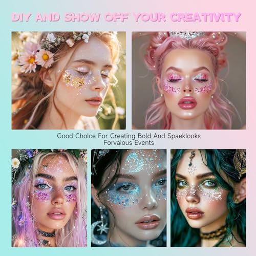 Purple Face Body Glitter Gel,Sparkly Face Glitter for Women,Mermaid Sequins Hair Glitter Makeup£¬Chunky Glitter Makeup for Face/Body/Hair/Eyes,Easter Basket Stuffers for Teens