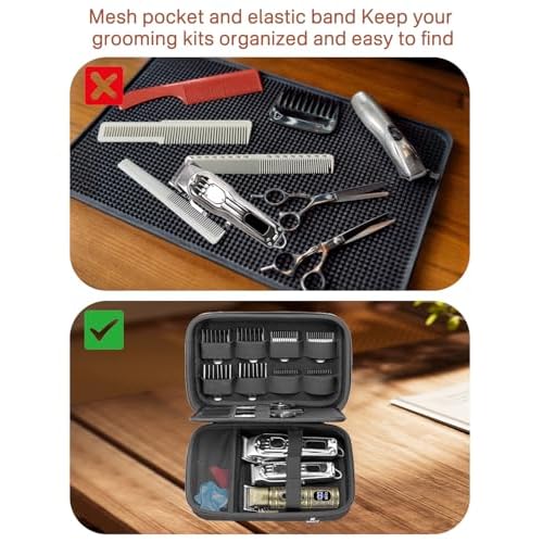 RAIACE Hard Storage Case Compatible with Hair Clippers, Protective Carrying Bag for Barber Accessories/for Guard Grooming Kits. (case only) - Black