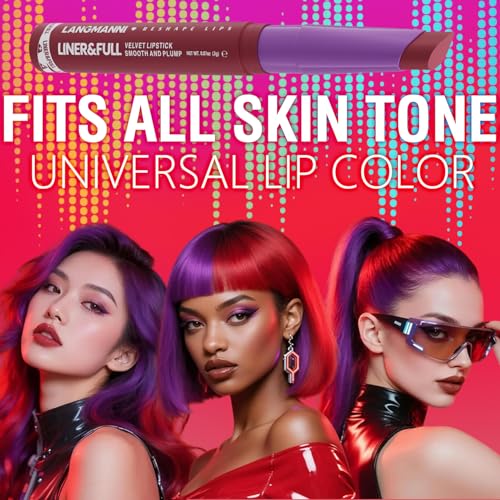 LANGMANNI 8Pcs 2-in-1 Velvet Matte Lipstick Set | All-in-One Lip Liner & Full-Size Lipstick in Unique Teardrop Shape,Gift For Women Makeup Set