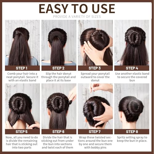 Donut Hair Bun Maker - 4pcs Hair Bun Maker for Kids Easy Ballet and Sock Buns 20pcs Bobby Pins Black