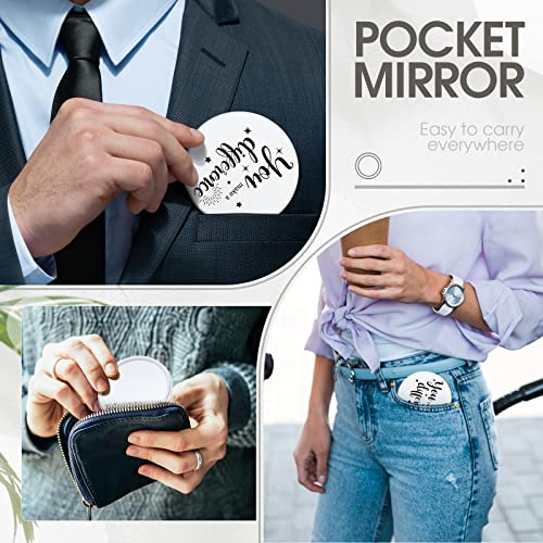 Hoolerry 48 Pcs Inspirational Compact Mirror Bulk for Women You Make a Difference Round Portable Mini Pocket Makeup Mirror for Employee Coworker Team Staff Group Member Gifts