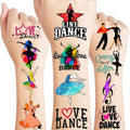 96PCS Dance Dancing Queen Temporary Tattoos Themed Birthday Party Supplies Decorations Favors Decor Ballet Hip Hop Dancer Tattoo Stickers Gifts For Kids Adults Boys Girls Classroom Prizes Carnival