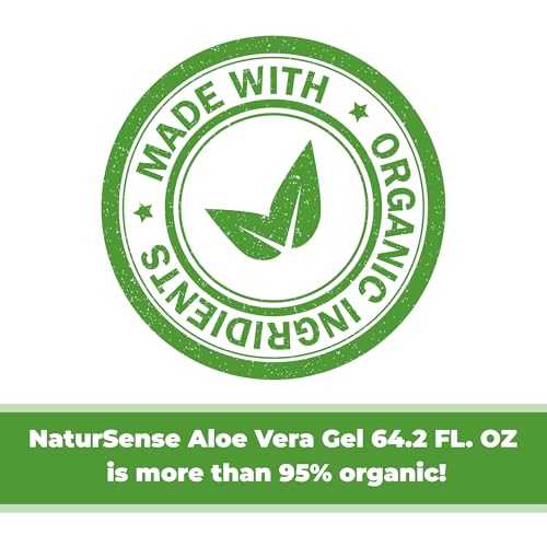 NaturSense Organic Aloe Vera Gel from 100% Pure Aloe. Great for Hair, Scalp, Face, Dry Skin, Acne, Sunburn, Sensitive Skin. Unscented, Same Formula, Organic Ingredients, 64.2 oz. (64.2 Fl. Oz.)