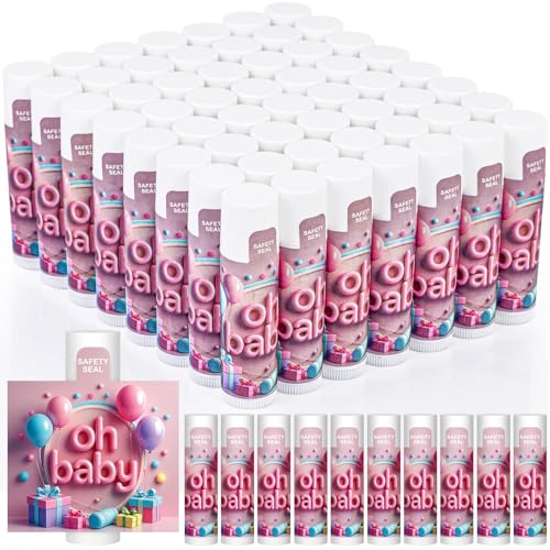 60 Pack Oh Baby Lip Balm Set, Baby Shower Favors for Guests,Shower Game Winner Gifts, Gender Reveal Party Favors