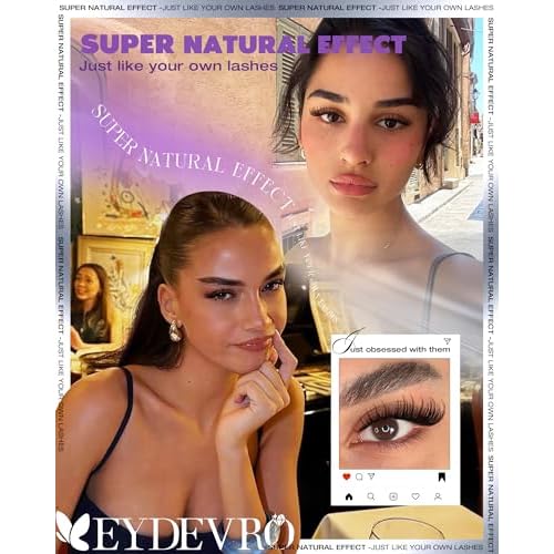 EYDEVRO Natural Lash Clusters Kit Wispy Eyelash Clutsers Kit 10-16mm Cluster Eyelash Extensions D Curl Lash Extension Kit Salon-quality Cluster Lashes at Home Lash Bond and Seal, Tweezers, Brush