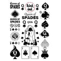 23 x Queen of Spades Temporary Tattoo Kinky Black Lettering A4 Sheet